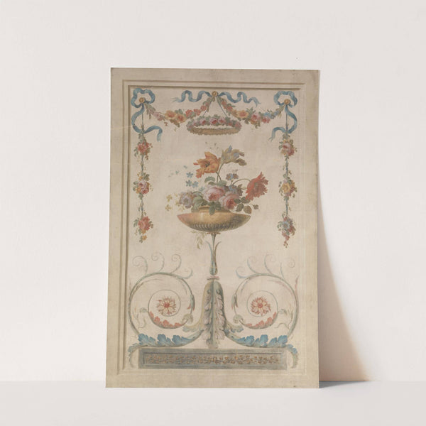 Vase of Flowers Resting on Foliate Scrolls by Anonymous