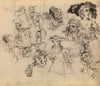Vase, Spinning Wheel, Soldiers, Women