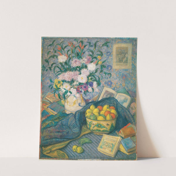 Vase with Bananas, Lemons and Books (1917) by Juan de Echevarría