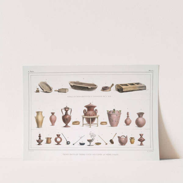 Vases en bois destinés à contenir de l'eau; Vases faits en terre cuite destinés au même usage by Jean Baptiste Debret