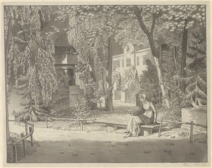 Ved Descartes og Condes gravmæler i Jardin Elysée des Petits Augustins, Paris — size preview