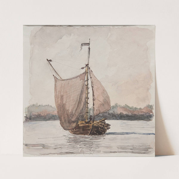 Vedlastad skuta på Vänern (1847) by Bror Jacob Adelborg