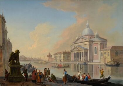 Venice, A Capriccio View Of The Grand Canal Towards The Punta Della Dogana