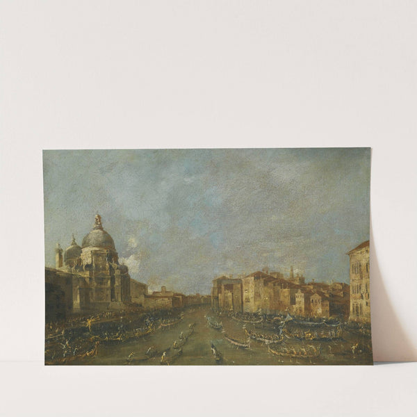Venice, A Festival On The Grand Canal Near Santa Maria Della Salute by Francesco Guardi