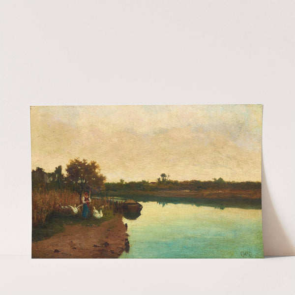 Venice, a Girl with Geese on the Banks of the Sile River by Guglielmo Ciardi