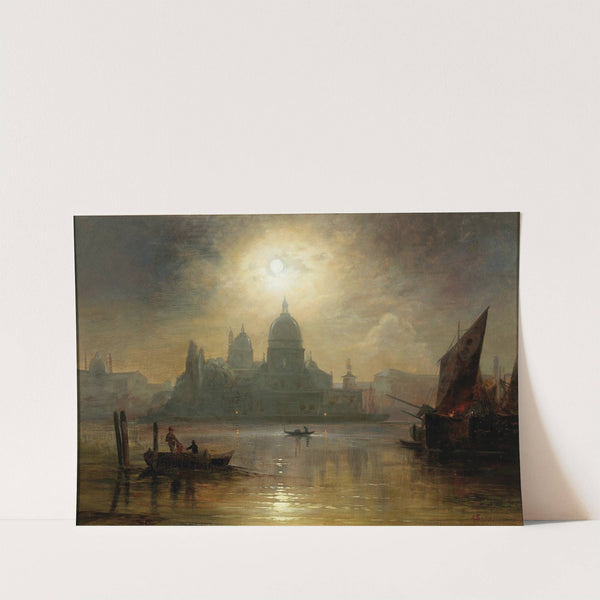 Venice, A Moonlit Night over the Santa Maria Salute by August Seidel