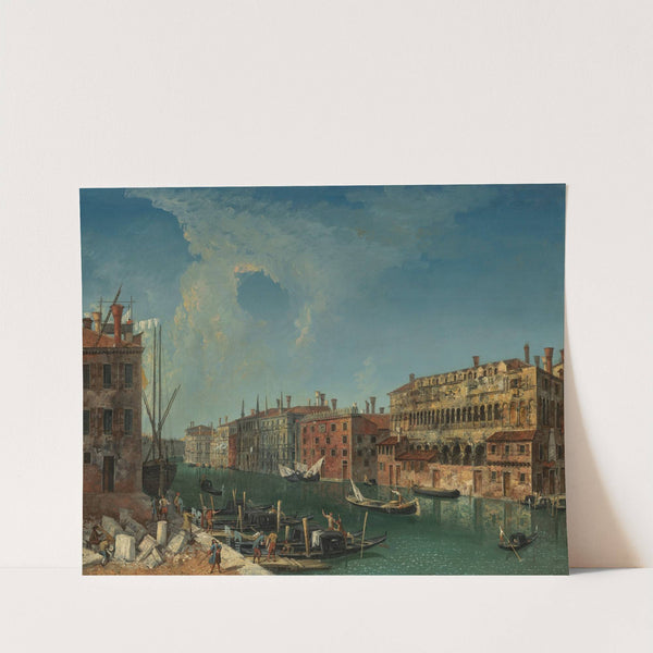 Venice, a stonemason’s yard on the Grand Canal, with a view of the Palazzo Ca’ Tron, the Palazzo Belloni Battagia and the Fondaco del Megio by Michele Marieschi