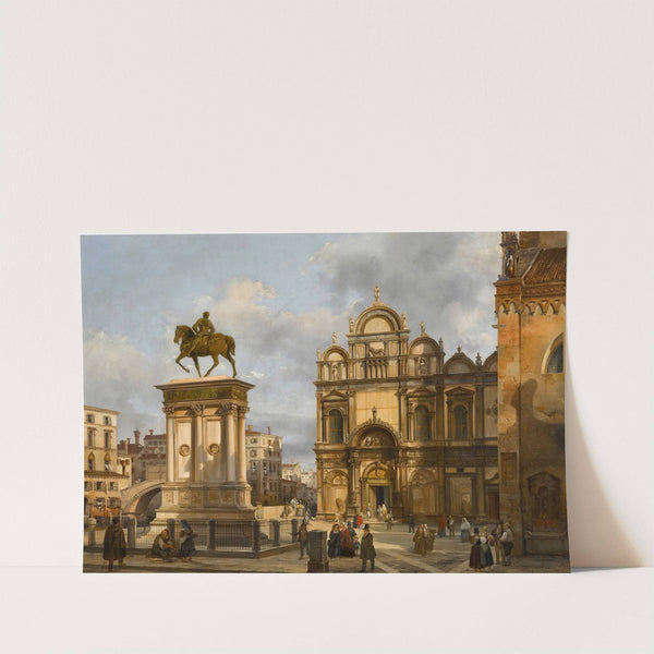 Venice, a View of the Campo Santi Giovanni e Paolo, with the Equestrian Monument to Bartolomeo Colleoni and the Scuola Grande di San Marco in the Background by Federico Moja