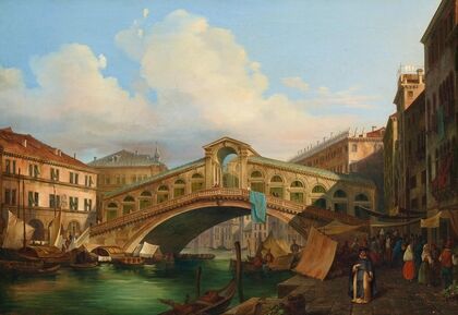 Venice, a View of the Grand Canal with Rialto Bridge