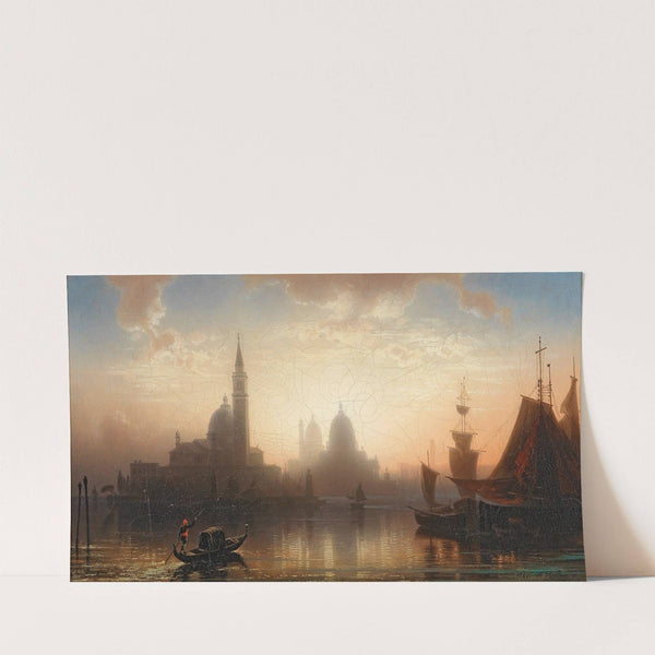 Venice, Gondolier in the Evening Light (1867) by Karl Heilmayer