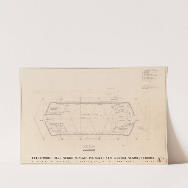 Venice-Nokomis Presbyterian Church, Venice, Florida, Fellowship Hall, Plan by Victor Alfred Lundy