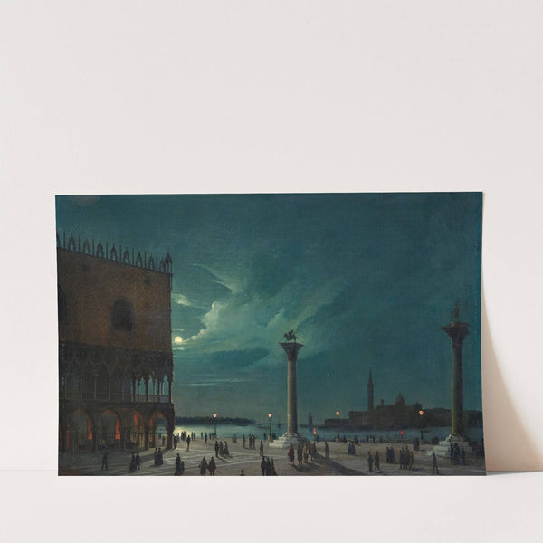 Venice the Piazzetta in the moonlight by Luigi Querena