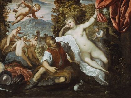 Venus and Mars with Cupid and the Three Graces in a Landscape (1590-95)