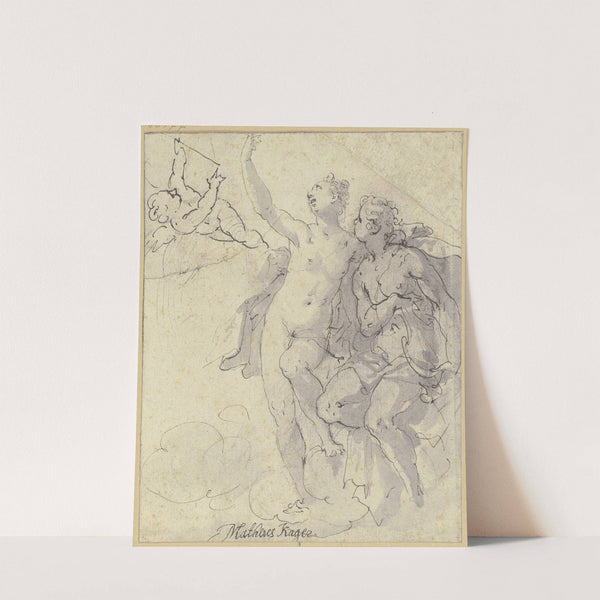 Venus, Apoll und Amor, durch die Wolken schwebend by Johann Matthias Kager