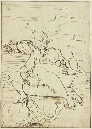 Venus caressing Cupid