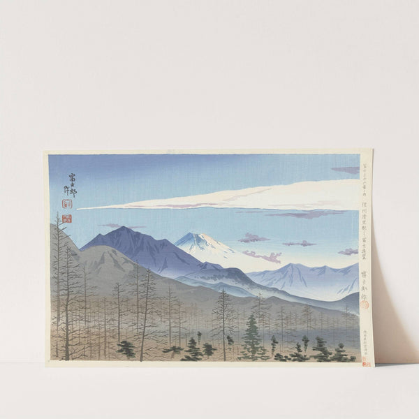 Vergezicht op de berg Fuji vanaf het station Kiyosato in Nagano. (1930) by Tokuriki Tomikichirô