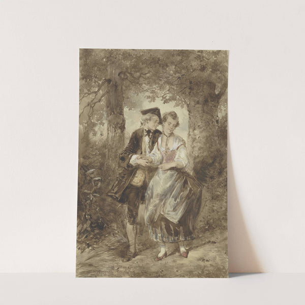 Verliefd stel in het bos by Herman Frederik Carel Ten Kate