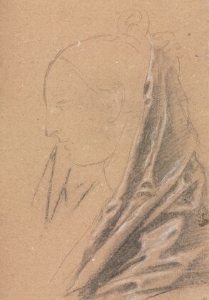Verona Sketchbook: Female head with drapery(page 81)
