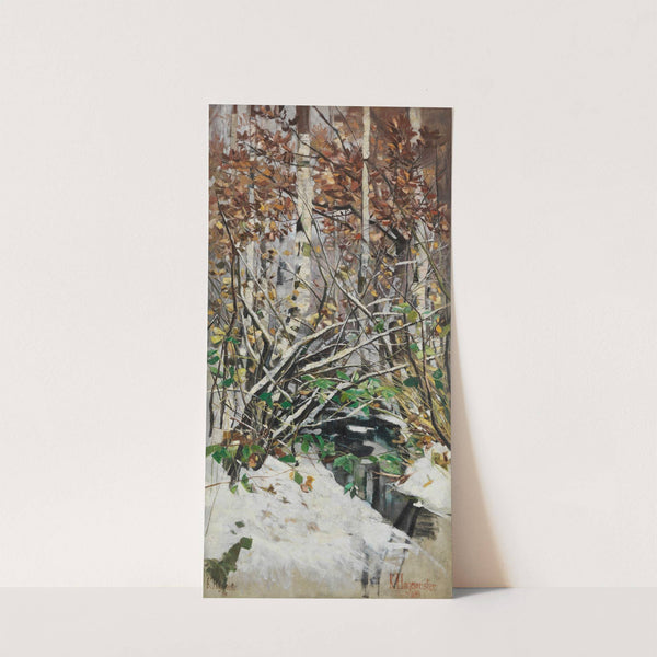 Verschneiter Birkenwald an einem Bachlauf by Karl Hagemeister