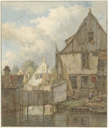 Vervallen huizen aan het water