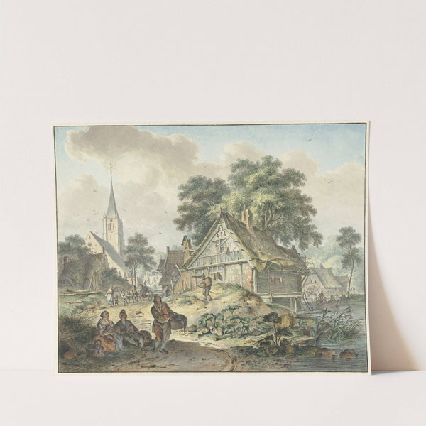 Vervallen woning en dorpskerk by Hendrik Meijer