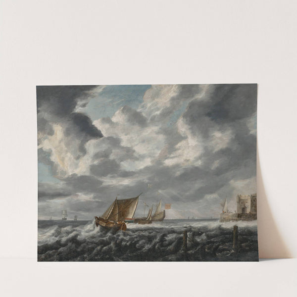 Vesels sailing on choppy waters by Bonaventura Peeters the Elder
