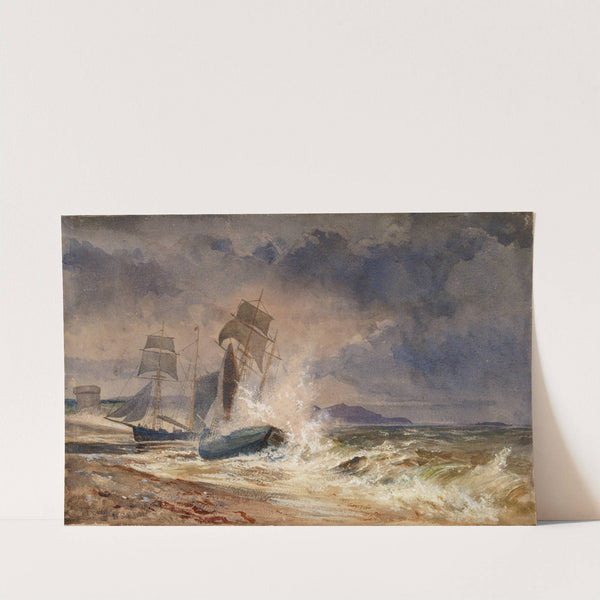 Vessels in a Storm at the Mouth of a Harbour by Thomas Frederick Collier