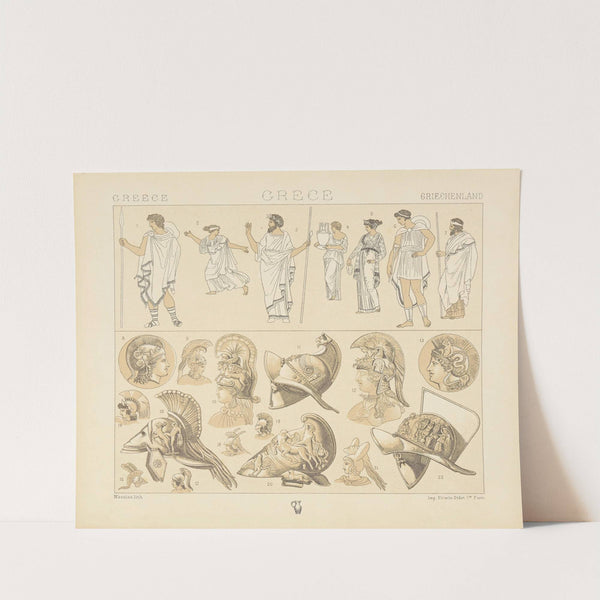 Vêtements divers, casques (1876-1888) by Auguste Racinet