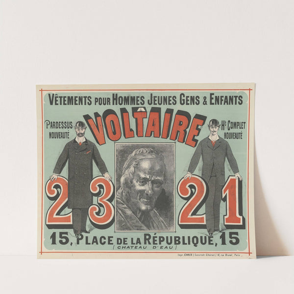 Vêtements pour hommes, jeunes gens & enfants à Voltaire (1881) by Jules Chéret