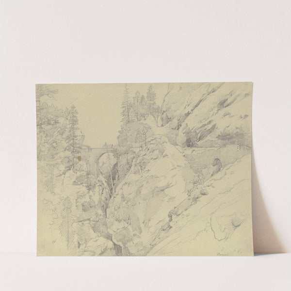 Via Mala, oben die steinerne Brücke by Johann Wilhelm Schirmer