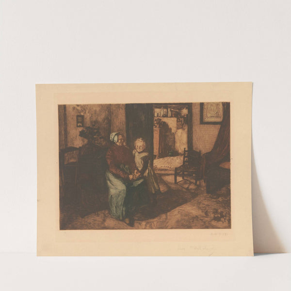 Vieille femme et fillette dans un intérieur by Léon Bartholomé