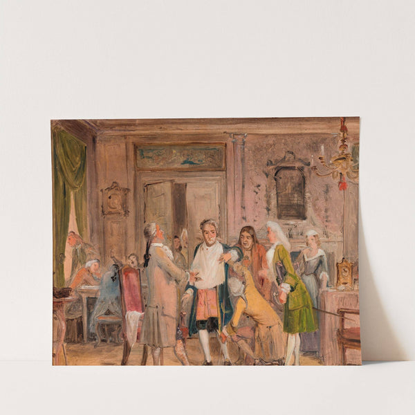 Vielgeschrey’s hardships, scene from L. Holberg’s 'Den stundesløse,' Act 1, Scene 6 (sketch) by Wilhelm Marstrand