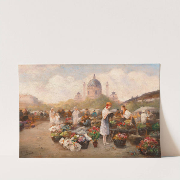 Vienna, Flower Market before the Church of St. Charles by Emil Barbarini