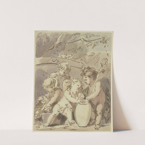 Vier Amoretten bei einer Vase by Jacob de Wit