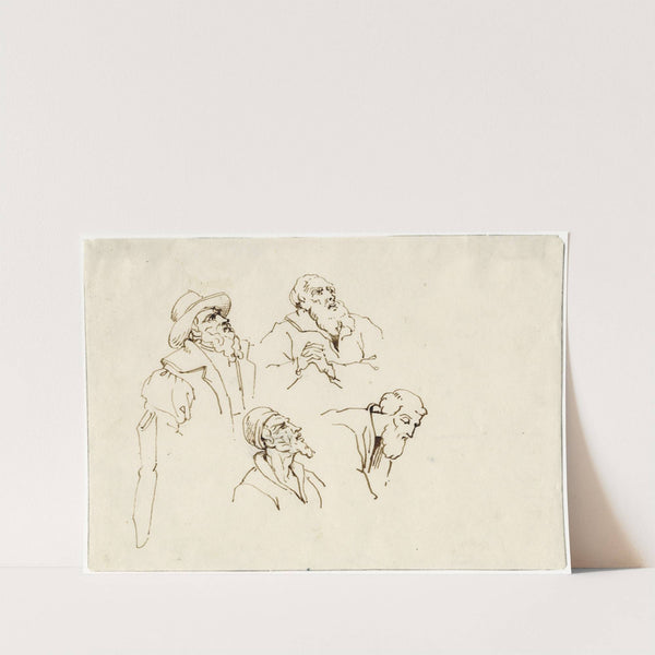 Vier bebaarde koppen: detail schilderij V.d Werf by David Humbert de Superville