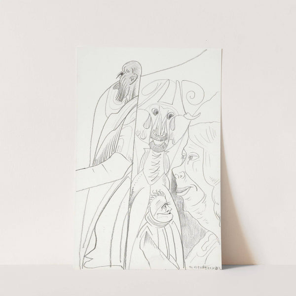 Vier figuren, waaronder een man met een baard en een vrouw met een onderkin by Samuel Jessurun de Mesquita