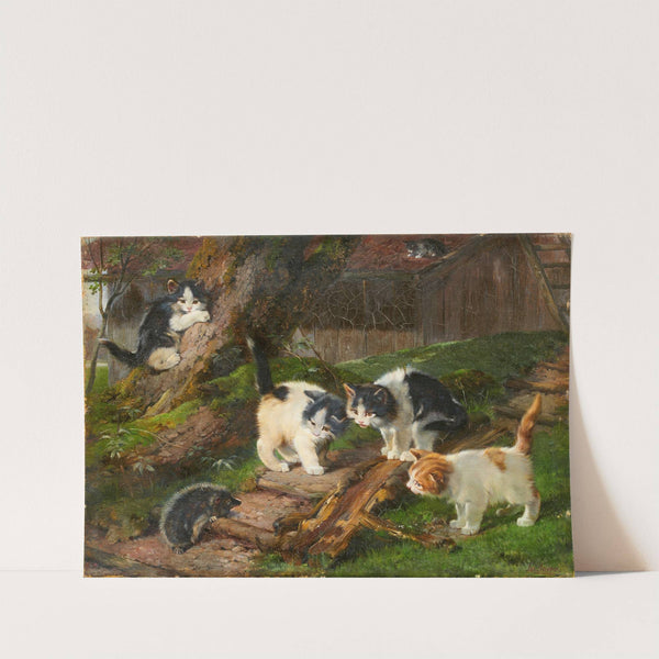 Vier Kätzchen und ein Igel by Julius Adam the younger