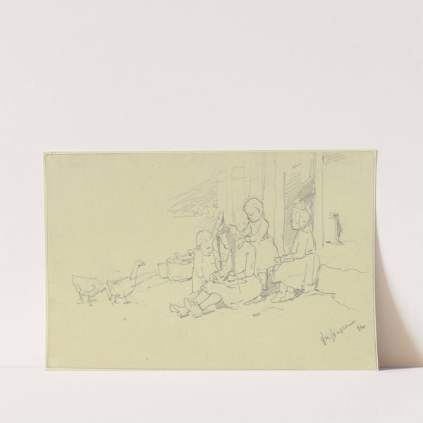 Vier Kinder vor der Haustür by Jacob Happ