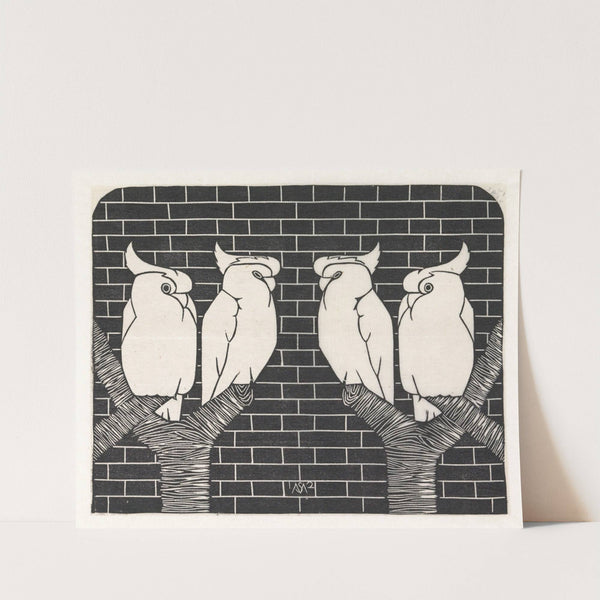 Vier kroonkaketoes by Samuel Jessurun de Mesquita