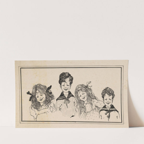 Vier lachende jongens en meisjes (1895 - 1950) by Nelly Spoor