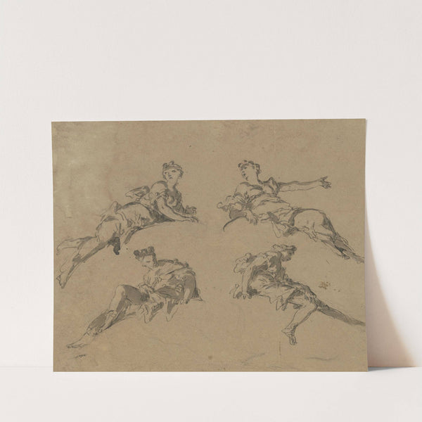 Vier lagernde Frauenfiguren über Tür- oder Fensterwölbungen by Gaspare Diziani