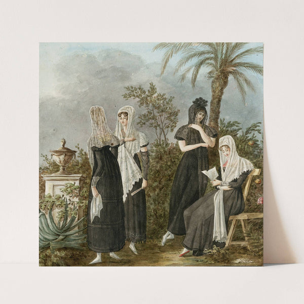 Vier vrouwen in Spaanse klederdracht by Otto Howen