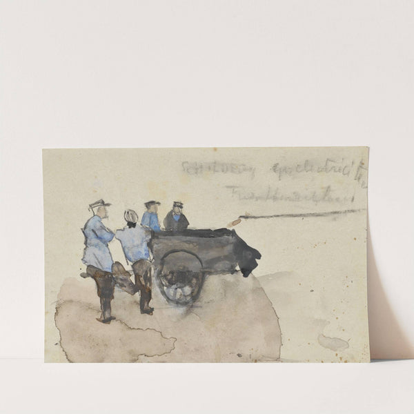 Vier werklieden met een kar (1860 - 1921) by Adolf le Comte