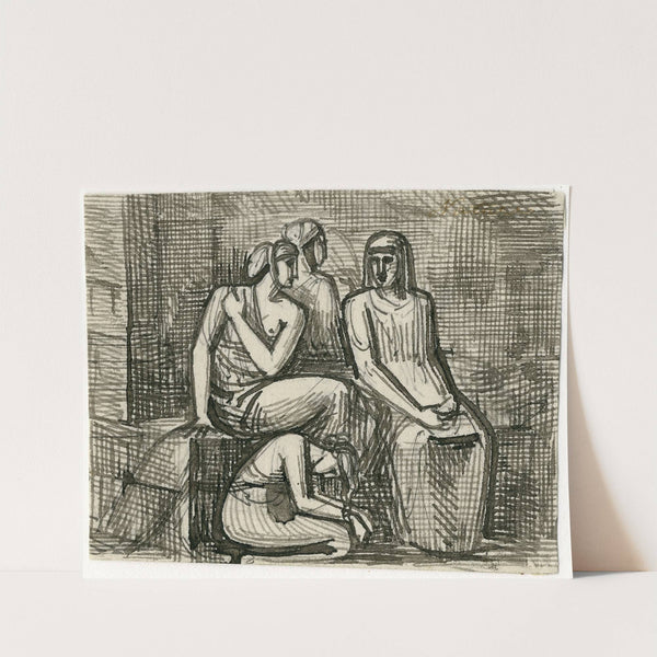 Vier zittende vrouwenfiguren by David Humbert de Superville