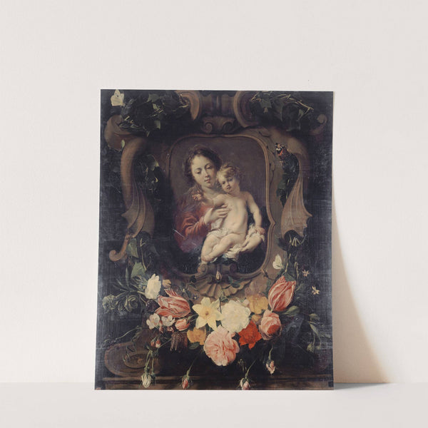 Vierge à l’enfant dans une couronne de fleurs (17th Century) by Daniel Seghers