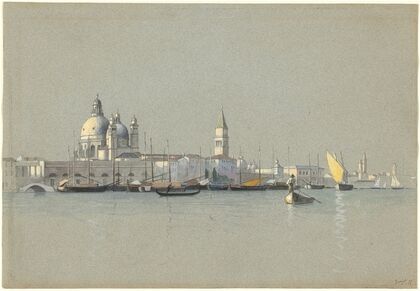 View across the Giudecca Canal toward the Salute and the Campanile of San Marco
