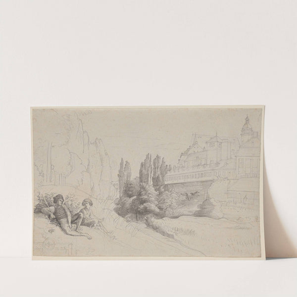 View across the Moat towards the Thomasschule and the Thomaskirche in Leipzig (1817) by Julius Schnorr Von Carolsfeld