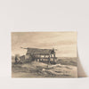 View at Harrow: with farm-worker, cart and ruined barn by Amelia Long