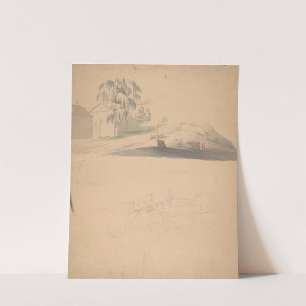 View at Mill River Connecticut, the great willow tree between Captn Sturgis and a little of the river and opposite bank by John Rubens Smith