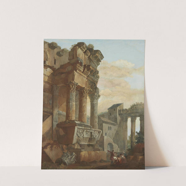 View from ancient Rome with figures by Charles Louis Clérisseau